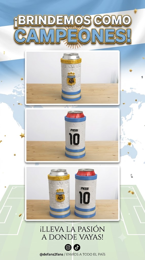 Porta Latas Selección Argentina - Tu bebida fría, con el aguante de siempre 🔟