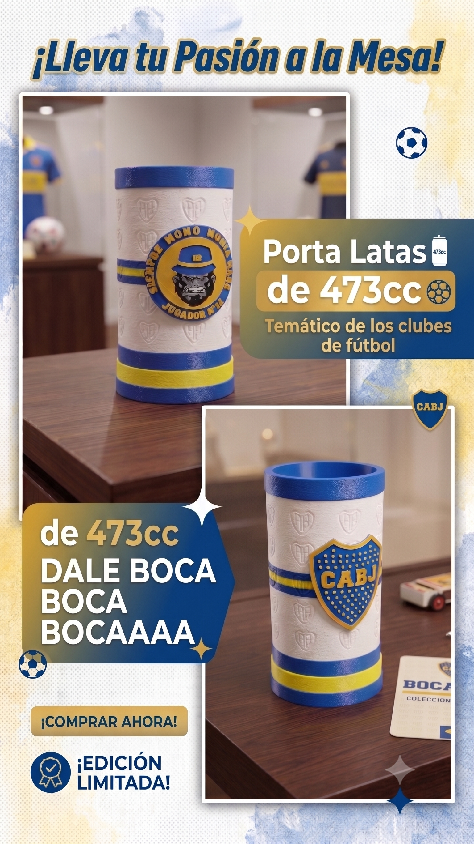 Porta Latas BOCA JUNIORS🏆 ¡Tu pasión en cada detalle! 🔴⚪ 5